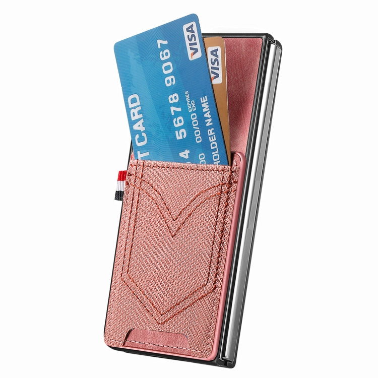 For Samsung Galaxy Z Fold5 JUNSUNMAY Denim Pattern Leather Skin PC Folding Phone Case with Card Slot(Pink) - Galaxy Z Fold5 Cases by JUNSUNMAY | Online Shopping UK | buy2fix