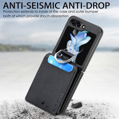 For Samsung Galaxy Z Flip6 / Flip7 FE JUNSUNMAY Litchi Leather Skin PC Folding Phone Case(Black) - Galaxy Z Flip6 5G Cases by JUNSUNMAY | Online Shopping UK | buy2fix