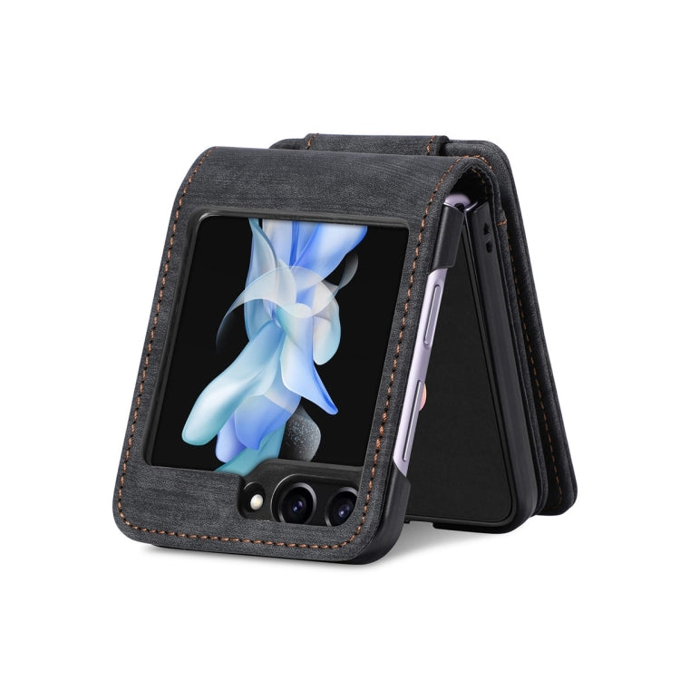 For Samsung Galaxy Z Flip5 JUNSUNMAY Wallet Leather Phone Case with Card Slots(Black) - Galaxy Z Flip5 Cases by JUNSUNMAY | Online Shopping UK | buy2fix