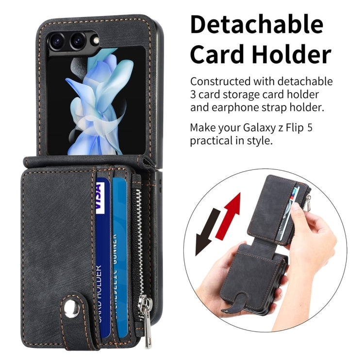 For Samsung Galaxy Z Flip5 JUNSUNMAY Wallet Leather Phone Case with Card Slots(Black) - Galaxy Z Flip5 Cases by JUNSUNMAY | Online Shopping UK | buy2fix