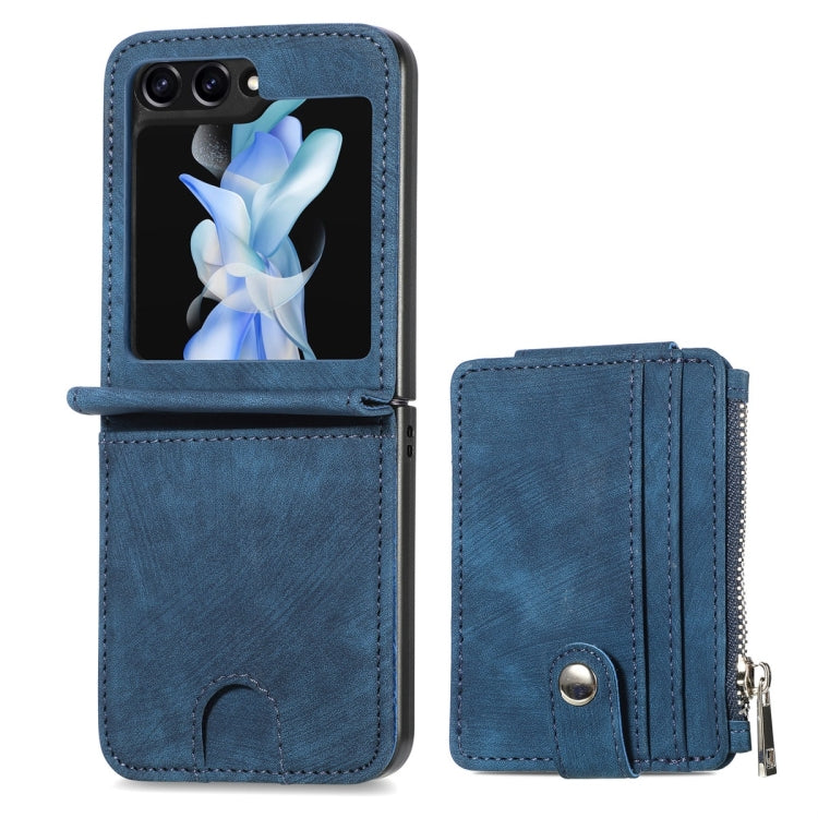 For Samsung Galaxy Z Flip5 JUNSUNMAY Wallet Leather Phone Case with Card Slots(Blue) - Galaxy Z Flip5 Cases by JUNSUNMAY | Online Shopping UK | buy2fix