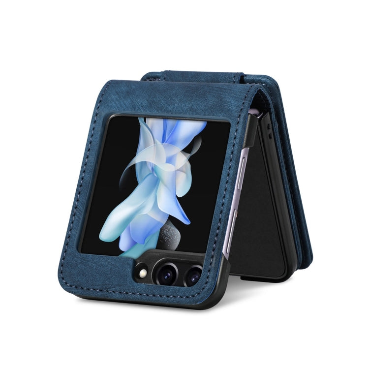 For Samsung Galaxy Z Flip5 JUNSUNMAY Wallet Leather Phone Case with Card Slots(Blue) - Galaxy Z Flip5 Cases by JUNSUNMAY | Online Shopping UK | buy2fix