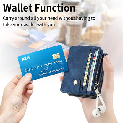 For Samsung Galaxy Z Flip5 JUNSUNMAY Wallet Leather Phone Case with Card Slots(Blue) - Galaxy Z Flip5 Cases by JUNSUNMAY | Online Shopping UK | buy2fix