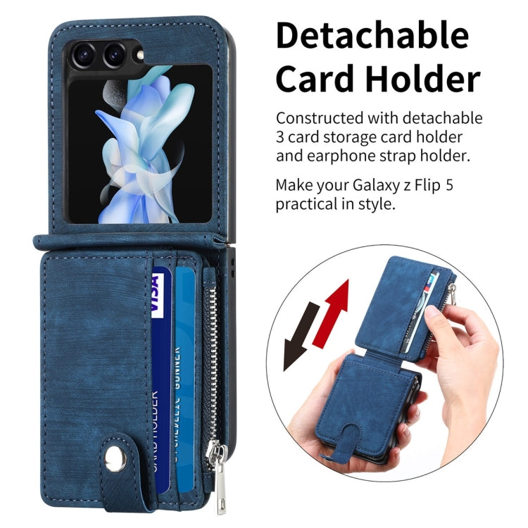For Samsung Galaxy Z Flip5 JUNSUNMAY Wallet Leather Phone Case with Card Slots(Blue) - Galaxy Z Flip5 Cases by JUNSUNMAY | Online Shopping UK | buy2fix