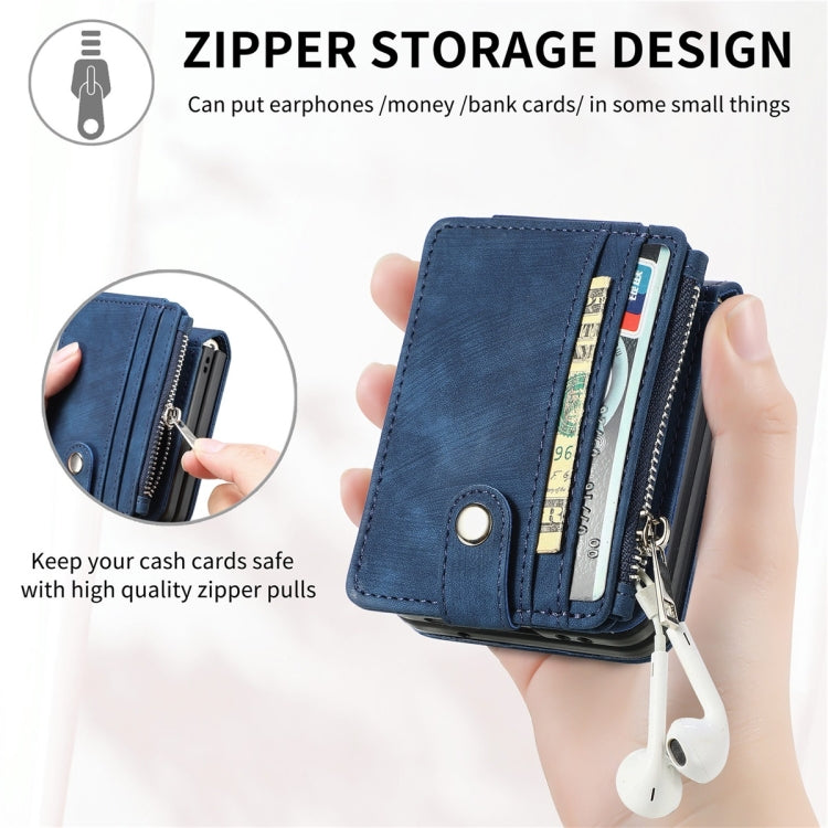 For Samsung Galaxy Z Flip5 JUNSUNMAY Wallet Leather Phone Case with Card Slots(Blue) - Galaxy Z Flip5 Cases by JUNSUNMAY | Online Shopping UK | buy2fix