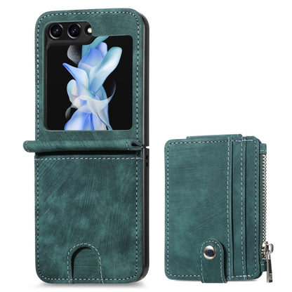For Samsung Galaxy Z Flip5 JUNSUNMAY Wallet Leather Phone Case with Card Slots(Green) - Galaxy Z Flip5 Cases by JUNSUNMAY | Online Shopping UK | buy2fix