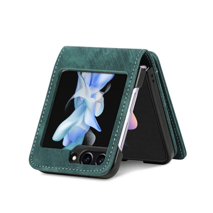 For Samsung Galaxy Z Flip5 JUNSUNMAY Wallet Leather Phone Case with Card Slots(Green) - Galaxy Z Flip5 Cases by JUNSUNMAY | Online Shopping UK | buy2fix
