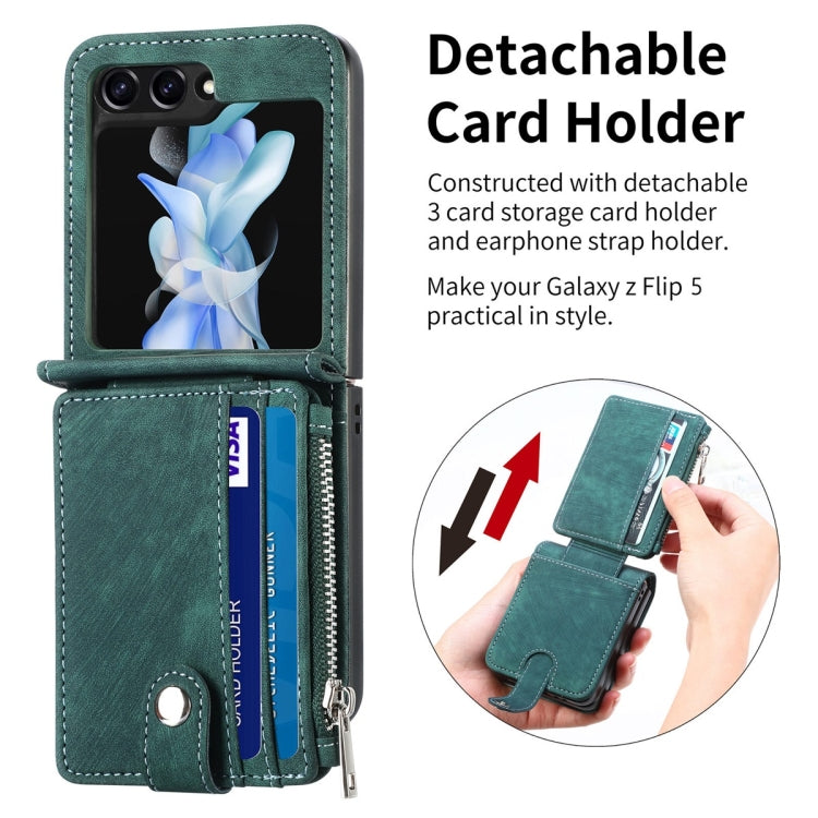 For Samsung Galaxy Z Flip5 JUNSUNMAY Wallet Leather Phone Case with Card Slots(Green) - Galaxy Z Flip5 Cases by JUNSUNMAY | Online Shopping UK | buy2fix
