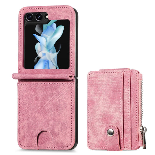 For Samsung Galaxy Z Flip5 JUNSUNMAY Wallet Leather Phone Case with Card Slots(Pink) - Galaxy Z Flip5 Cases by JUNSUNMAY | Online Shopping UK | buy2fix