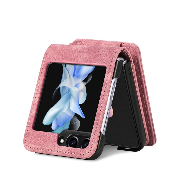 For Samsung Galaxy Z Flip5 JUNSUNMAY Wallet Leather Phone Case with Card Slots(Pink) - Galaxy Z Flip5 Cases by JUNSUNMAY | Online Shopping UK | buy2fix