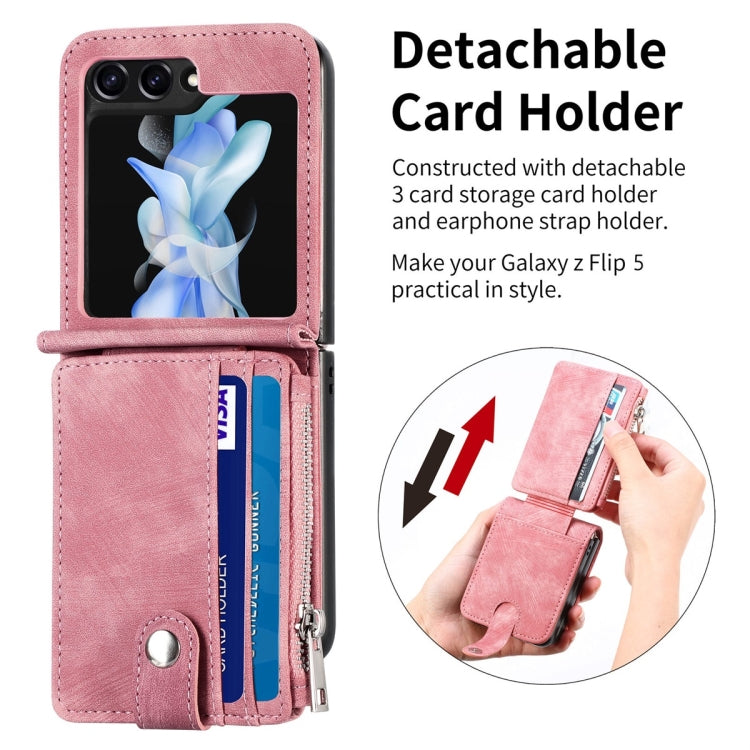 For Samsung Galaxy Z Flip5 JUNSUNMAY Wallet Leather Phone Case with Card Slots(Pink) - Galaxy Z Flip5 Cases by JUNSUNMAY | Online Shopping UK | buy2fix