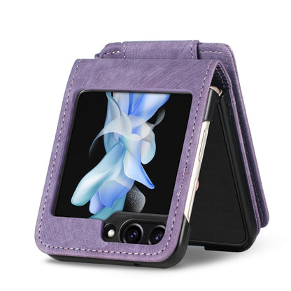 For Samsung Galaxy Z Flip5 JUNSUNMAY Wallet Leather Phone Case with Card Slots(Purple) - Galaxy Z Flip5 Cases by JUNSUNMAY | Online Shopping UK | buy2fix