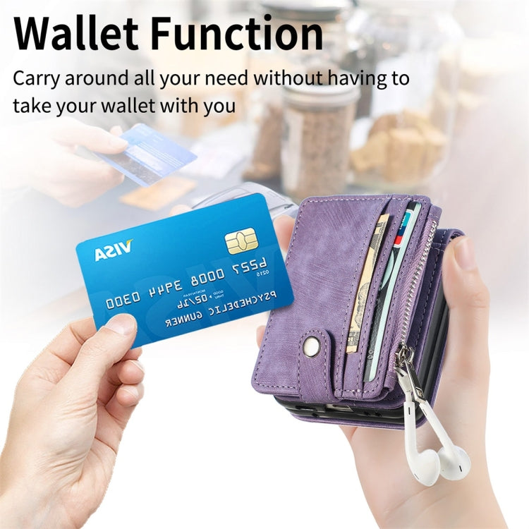 For Samsung Galaxy Z Flip5 JUNSUNMAY Wallet Leather Phone Case with Card Slots(Purple) - Galaxy Z Flip5 Cases by JUNSUNMAY | Online Shopping UK | buy2fix