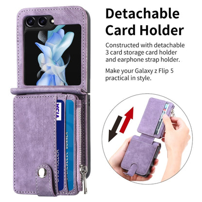 For Samsung Galaxy Z Flip5 JUNSUNMAY Wallet Leather Phone Case with Card Slots(Purple) - Galaxy Z Flip5 Cases by JUNSUNMAY | Online Shopping UK | buy2fix