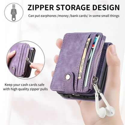 For Samsung Galaxy Z Flip5 JUNSUNMAY Wallet Leather Phone Case with Card Slots(Purple) - Galaxy Z Flip5 Cases by JUNSUNMAY | Online Shopping UK | buy2fix