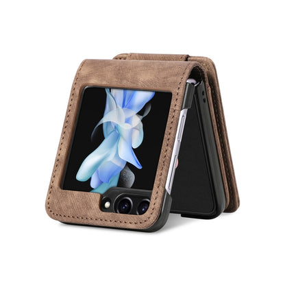 For Samsung Galaxy Z Flip5 JUNSUNMAY Wallet Leather Phone Case with Card Slots(Brown) - Galaxy Z Flip5 Cases by JUNSUNMAY | Online Shopping UK | buy2fix