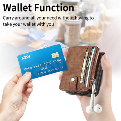 For Samsung Galaxy Z Flip5 JUNSUNMAY Wallet Leather Phone Case with Card Slots(Brown) - Galaxy Z Flip5 Cases by JUNSUNMAY | Online Shopping UK | buy2fix