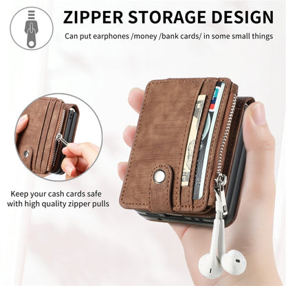 For Samsung Galaxy Z Flip5 JUNSUNMAY Wallet Leather Phone Case with Card Slots(Brown) - Galaxy Z Flip5 Cases by JUNSUNMAY | Online Shopping UK | buy2fix