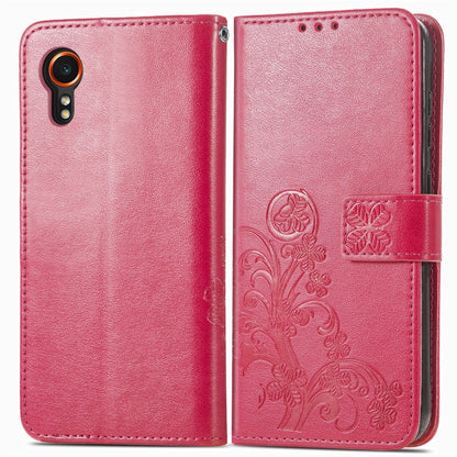 For Samsung Galaxy Xcover 7 Four-leaf Clasp Embossed Buckle Leather Phone Case(Magenta) - Galaxy Phone Cases by buy2fix | Online Shopping UK | buy2fix