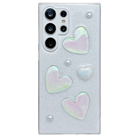 For Samsung Galaxy S21 Ultra 5G Love Epoxy TPU Protective Case(Transparent)
