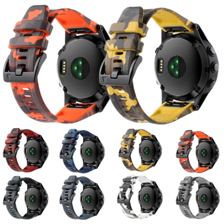 For Garmin Fenix 7X Pro 51mm 26mm Camouflage Silicone Watch Band(Camouflage Orange) - Watch Bands by buy2fix | Online Shopping UK | buy2fix