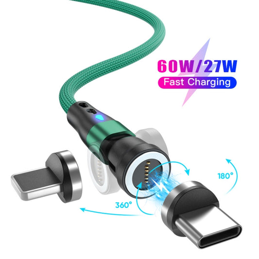 ENKAY PD60W Type-C to Type-C / 8 Pin Magnetic 540 Degrees Rotating Fast Charging Cable, Length:1m(Green) by ENKAY