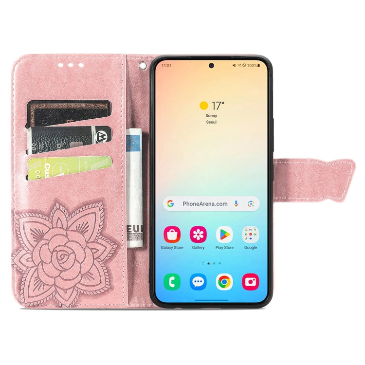 For Samsung Galaxy S25+ 5G Butterfly Love Flower Embossed Leather Phone Case(Rose Gold) by buy2fix