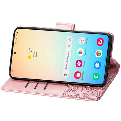For Samsung Galaxy S25+ 5G Butterfly Love Flower Embossed Leather Phone Case(Rose Gold) by buy2fix