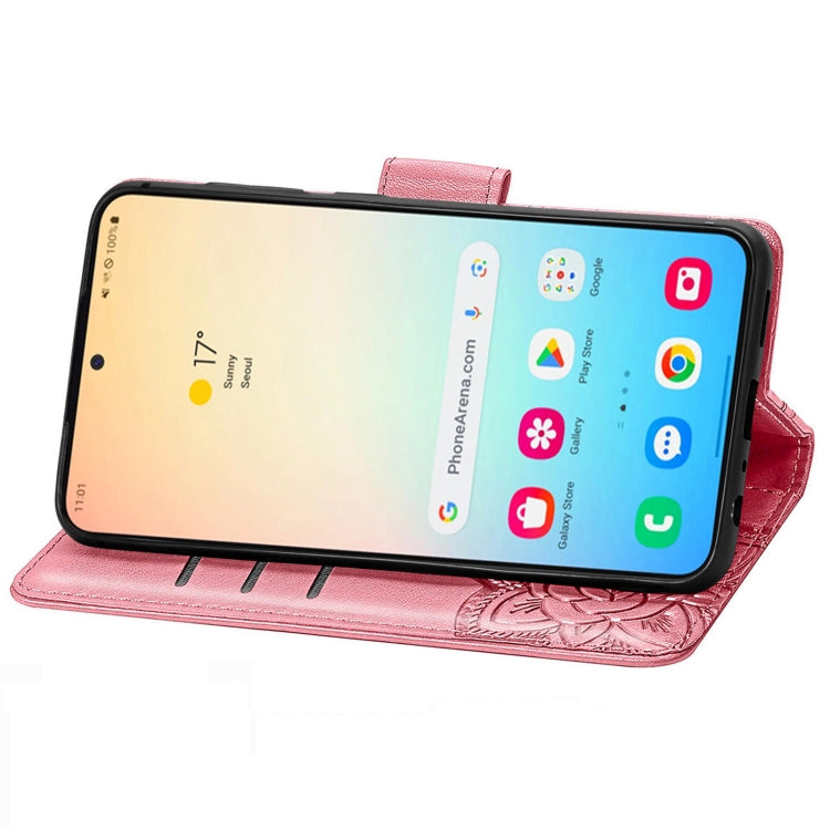 For Samsung Galaxy S25+ 5G Butterfly Love Flower Embossed Leather Phone Case(Pink) by buy2fix
