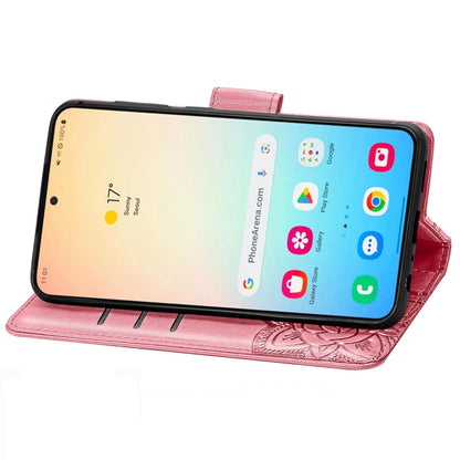 For Samsung Galaxy S25+ 5G Butterfly Love Flower Embossed Leather Phone Case(Pink) by buy2fix