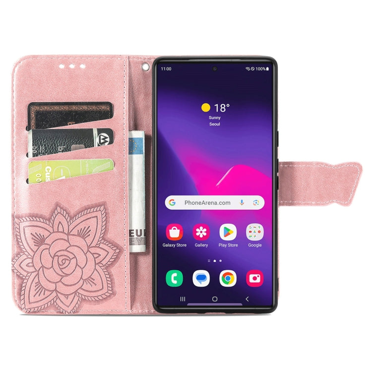 For Samsung Galaxy S25 Ultra 5G Butterfly Love Flower Embossed Leather Phone Case(Rose Gold) by buy2fix