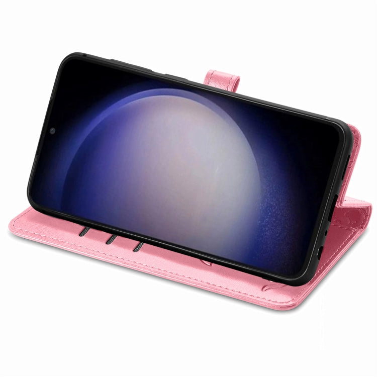 For Samsung Galaxy S23 FE 5G Cat and Dog Embossed Leather Phone Case(Pink) by buy2fix