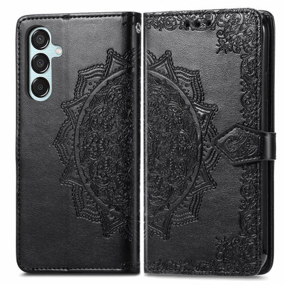 For Samsung Galaxy M15 Mandala Flower Embossed Leather Phone Case(Black) - Galaxy Phone Cases by buy2fix | Online Shopping UK | buy2fix