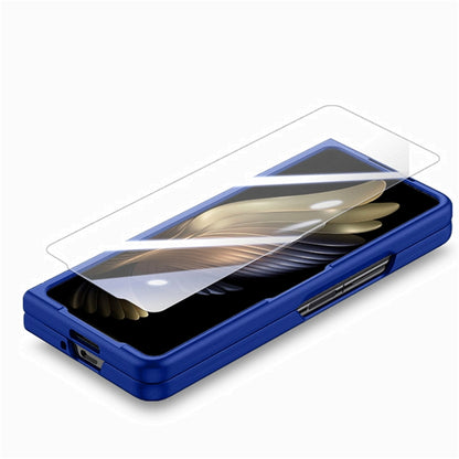 For   Samsung   Galaxy Z Fold5  5G Integrated Wristband Genuine Leather Phone Case(Drak Blue) - Galaxy Z Fold5 Cases by buy2fix | Online Shopping UK | buy2fix