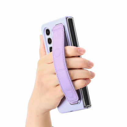 For   Samsung   Galaxy Z Fold5  5G Integrated Wristband Genuine Leather Phone Case(Purple) - Galaxy Z Fold5 Cases by buy2fix | Online Shopping UK | buy2fix