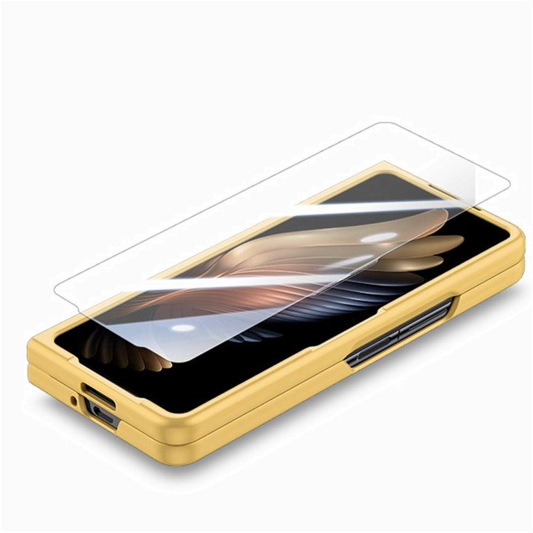 For   Samsung   Galaxy Z Fold5  5G Integrated Wristband Genuine Leather Phone Case(Yellow) - Galaxy Z Fold5 Cases by buy2fix | Online Shopping UK | buy2fix