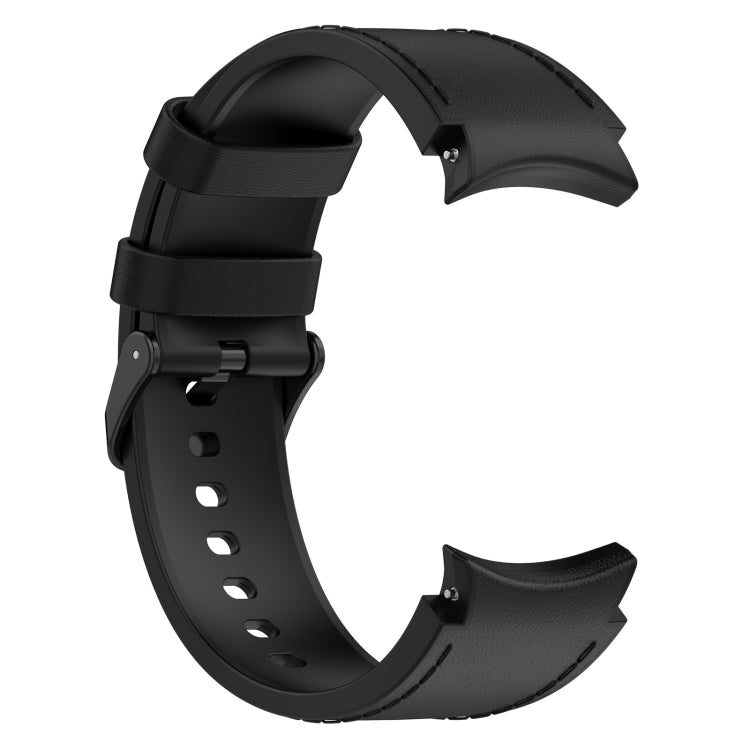 For Samsung Galaxy Watch 6 Silicone Leather Black Buckle Watch Band(Black) - Watch Bands by buy2fix | Online Shopping UK | buy2fix
