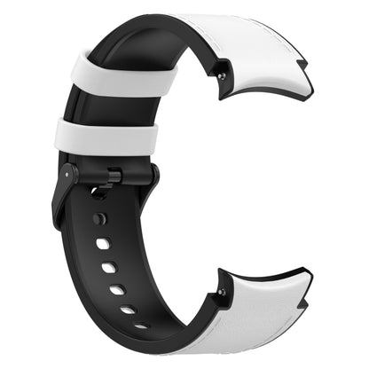 For Samsung Galaxy Watch 6 Silicone Leather Black Buckle Watch Band(White) - Watch Bands by buy2fix | Online Shopping UK | buy2fix