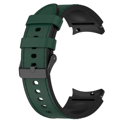 For Samsung Galaxy Watch 6 Silicone Leather Black Buckle Watch Band(Olive Green) - Watch Bands by buy2fix | Online Shopping UK | buy2fix