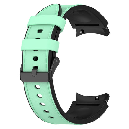 For Samsung Galaxy Watch 6 Classic Silicone Leather Black Buckle Watch Band(Green) - Watch Bands by buy2fix | Online Shopping UK | buy2fix