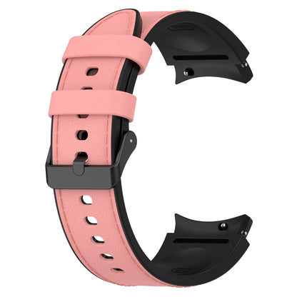 For Samsung Galaxy Watch 6 Classic Silicone Leather Black Buckle Watch Band(Pink) - Watch Bands by buy2fix | Online Shopping UK | buy2fix