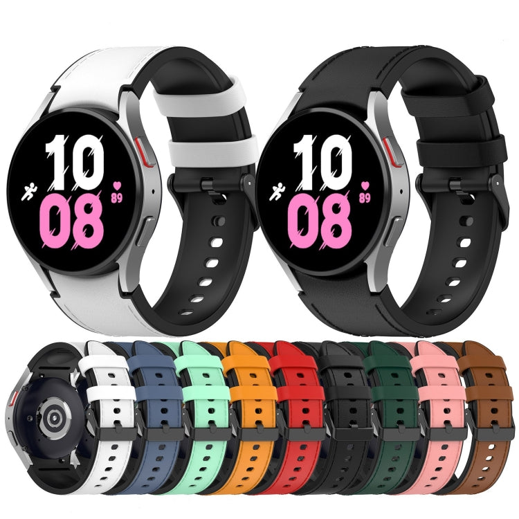 For Samsung Galaxy Watch 6 Silicone Leather Black Buckle Watch Band(Brown) - Watch Bands by buy2fix | Online Shopping UK | buy2fix