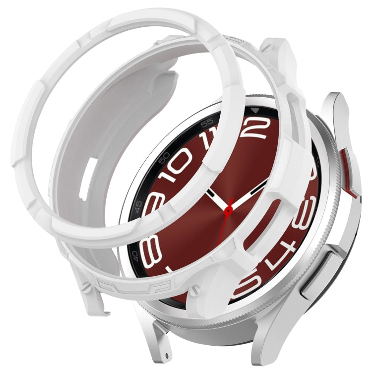 For Samsung Galaxy Watch 6 Classic 43mm Rotating Ring + TPU Armor Watch Protective Case(White) by buy2fix