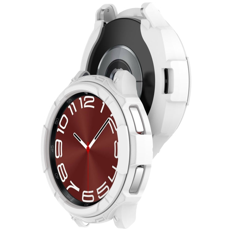 For Samsung Galaxy Watch 6 Classic 47mm Rotating Ring + TPU Armor Watch Protective Case(White) by buy2fix