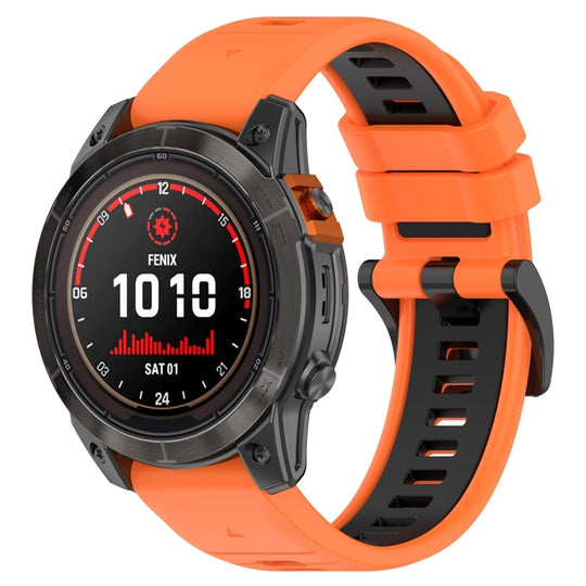 For Garmin Fenix 7 Pro 47mm Sports Two-Color 22mm Silicone Watch Band(Orange+Black)