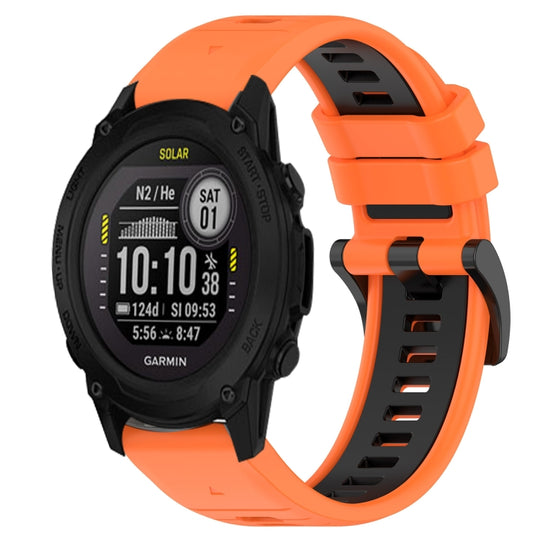 For Garmin Descent G1 Solar Sports Two-Color 22mm Silicone Watch Band(Orange+Black)