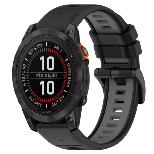 For Garmin Fenix 7S Solar Sports Two-Color 20mm Silicone Watch Band(Black+Grey)