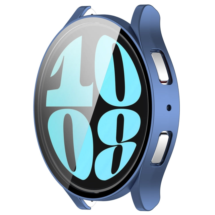 For Samsung Galaxy Watch6 44mm PC + Tempered Film Integrated Watch Protective Case(Blue) - Watch Cases by buy2fix | Online Shopping UK | buy2fix