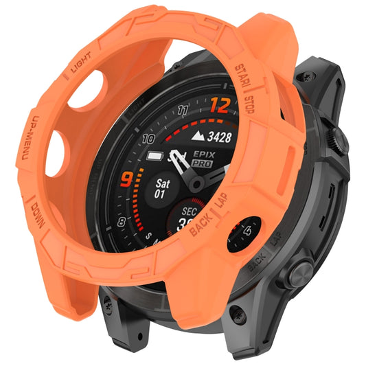 For Garmin Epix Pro / Epix Pro Gen 2 51mm / Fenix 7X / 7X Pro Armored TPU Half Wrapped Watch Protective Case(Orange) - Watch Cases by buy2fix | Online Shopping UK | buy2fix