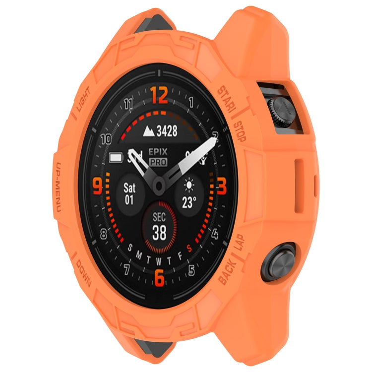 For Garmin Epix Pro / Epix Pro Gen 2 42mm / Fenix 7S / 7S Pro Armored TPU Half Wrapped Watch Protective Case(Orange) - Watch Cases by buy2fix | Online Shopping UK | buy2fix